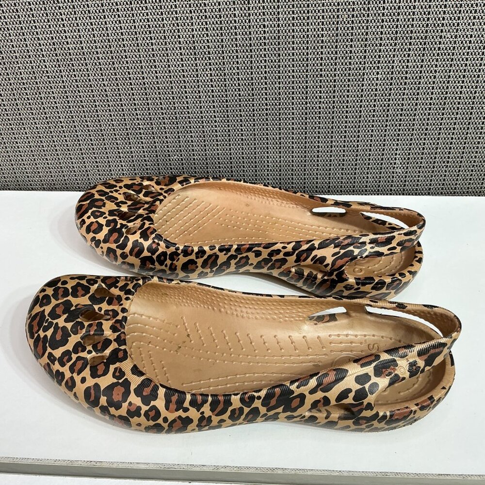 Crocs Kadee Women's Size 8 Leopard Print Slingback Slip-On Ballet Flats